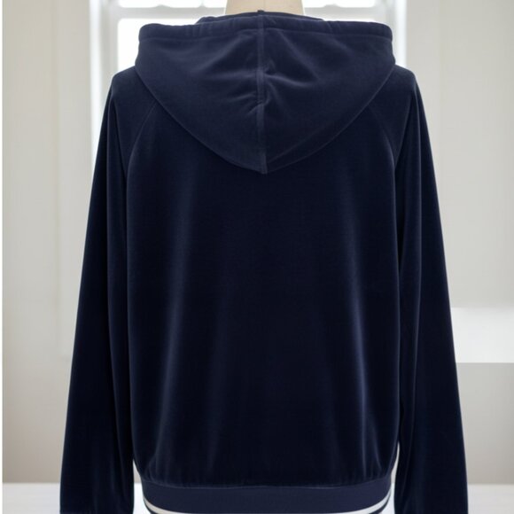 RALPH LAUREN Womens Full Zip Hoodie Track Jacket Dark Blue Velour Crest Large - Picture 9 of 9